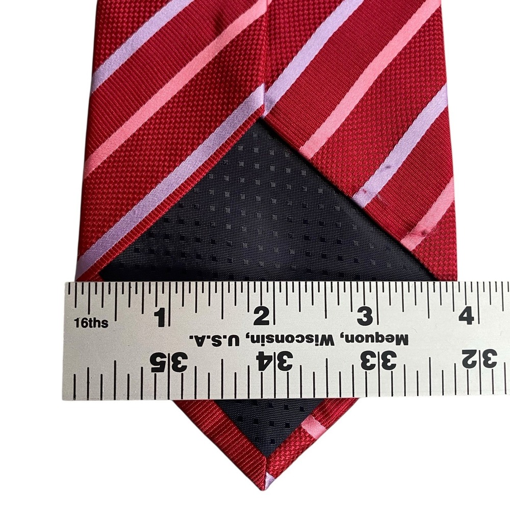 Vintage Paul Smith Silk Necktie Red Striped Classic Office - Picture 5 of 5